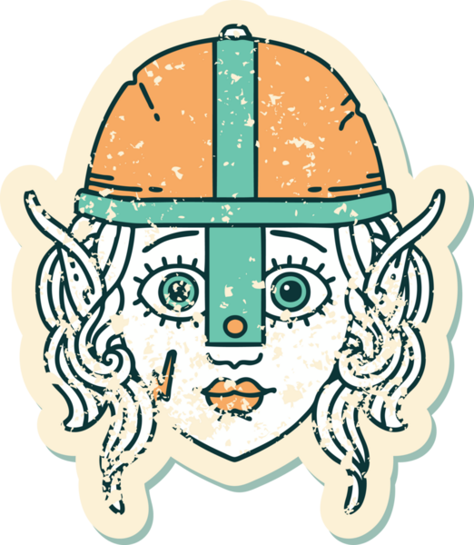 Retro Dövme Tarzı Elf Savaşçısı karakteri Bir insan tarafından çizilmiş