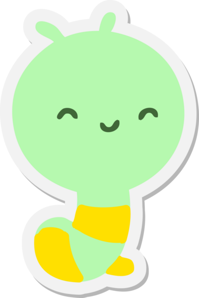 Bir insan tarafından çizilmiş tırtıl çıkartması.