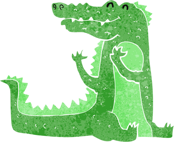 Bir insan tarafından çizilmiş timsah çizgi filmi.