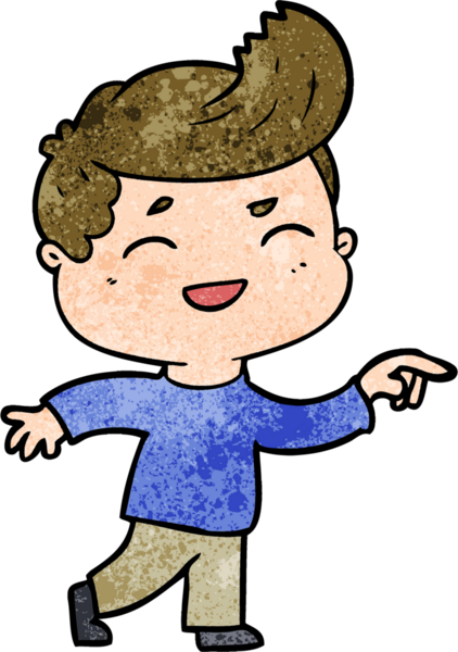 Bir insan tarafından çizilmiş gülen çizgi film adamı.