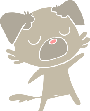 Bir insan tarafından çizilmiş düz renkli çizgi film köpeği.