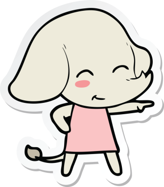 Bir insan tarafından çizilmiş şirin bir fil çıkartması.