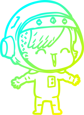 Bir insan tarafından çizilmiş gülen astronot bir kızın soğuk gradyan çizimi