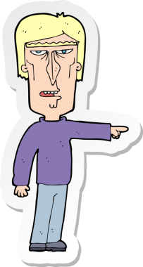 Bir insan tarafından çizilmiş çizgi film karakterinin çıkartması.