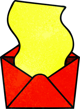 Bir insan tarafından çizilmiş garip bir karikatür mektup ve zarf.