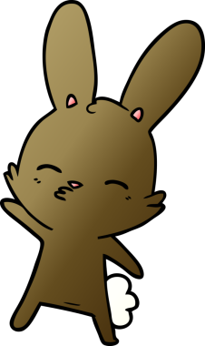 Bir insan tarafından çizilmiş meraklı tavşan çizgi filmi.