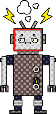 bir insan tarafından çizilmiş bir robotun çizgi roman tarzı