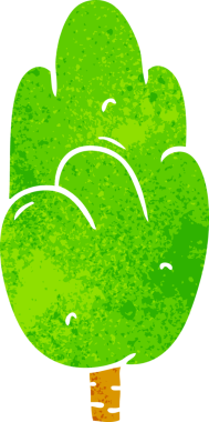 El çizimi retro karikatür karalama Bir insan tarafından çizilmiş tek yeşil ağaç