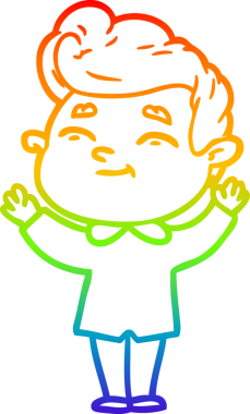 gökkuşağı gradyanı çizimi bir insan tarafından çizilmiş mutlu bir çizgi film adamı