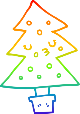 gökkuşağı gradyan çizgisi bir insan tarafından çizilmiş bir karikatür noel ağacı