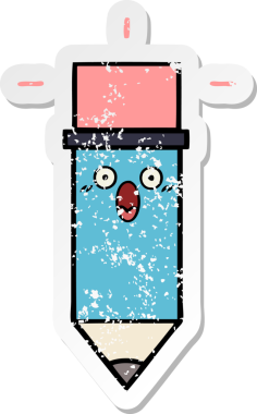 Bir insan tarafından çizilmiş şirin bir karikatür kaleminin sıkıntılı çıkartması.