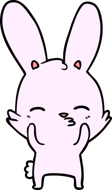 Bir insan tarafından çizilmiş garip sallanan tavşan çizgi filmi.