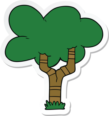 Bir insan tarafından çizilmiş karikatür ağacının çıkartması.