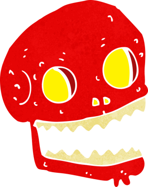 Bir insan tarafından çizilmiş ürkütücü bir kafatası.