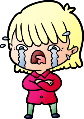 Bir insan tarafından çizilmiş ağlayan çizgi film kızı.