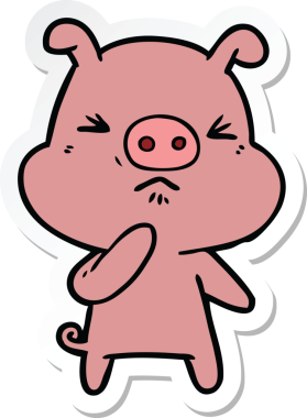 Bir insan tarafından çizilmiş kızgın bir domuzun çıkartması.