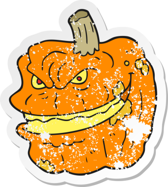 Bir insan tarafından çizilmiş ürkütücü balkabağı çizgi filminin gerilimli yapıştırması.