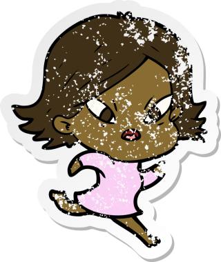 Bir insan tarafından çizilmiş stresli bir karikatür çıkartması.