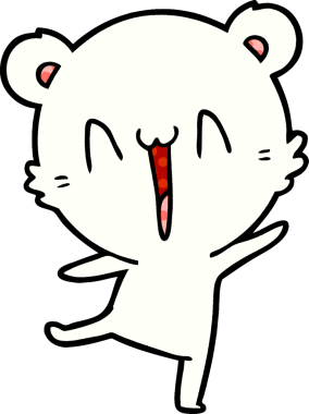 Bir insan tarafından çizilmiş mutlu kutup ayısı karikatürü