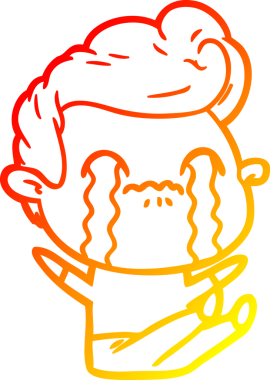 Bir insan tarafından çizilmiş ağlayan bir çizgi film karakteri çizimi.