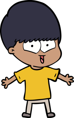 Bir insan tarafından çizilmiş mutlu çocuk çizgi filmi.