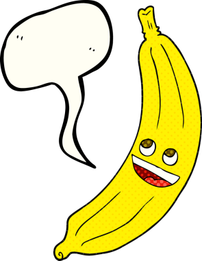 El yazısıyla çizilmiş çizgi roman konuşma balonu bir insan tarafından çizilmiş muz.