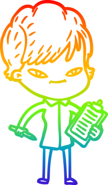 gökkuşağı gradyan çizimi bir insan tarafından çizilmiş mutlu bir kadın çizgi