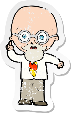 Bir insan tarafından çizilmiş karikatür profesörünün gerilimli çıkartması.