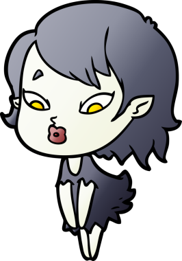 Bir insan tarafından çizilmiş şirin vampir kız çizgi filmi.