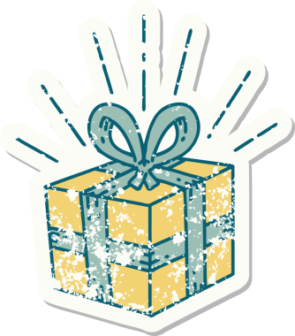 Bir insan tarafından çizilmiş dövme stili eski bir çıkartma.