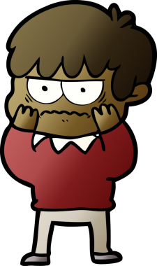 Bir insan tarafından çizilmiş sinirli çizgi film çocuğu.