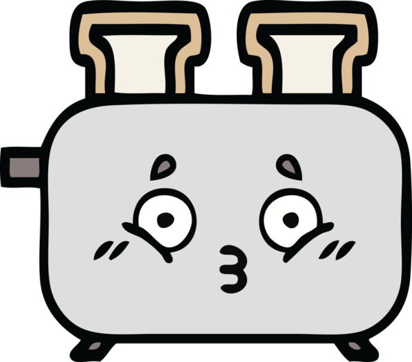 Bir insan tarafından çizilmiş bir tost makinesi karikatürü.