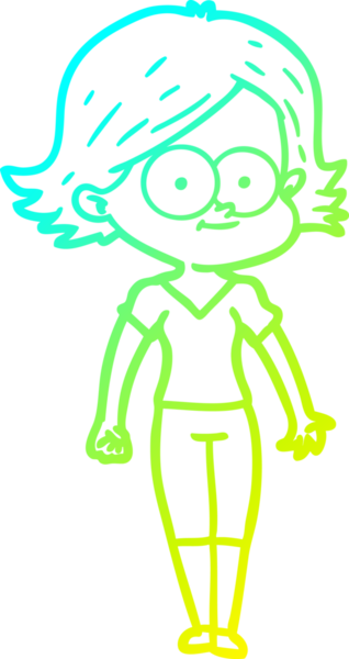 Bir insan tarafından çizilmiş mutlu çizgi film kızı çizimi.