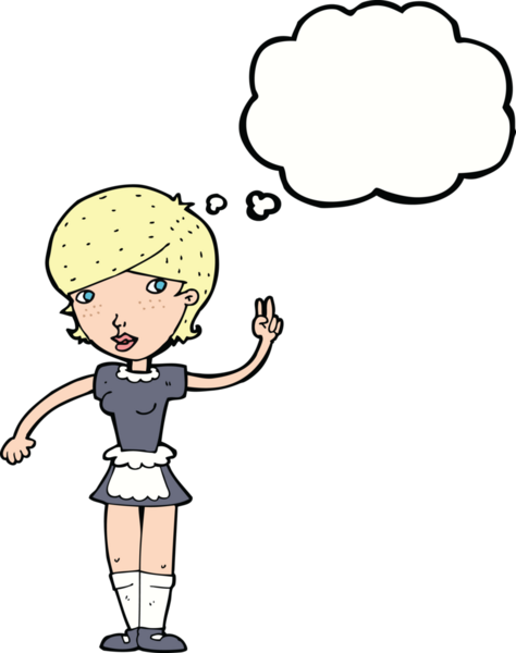 Çizgi film garsonu bir insan tarafından çizilmiş düşünce balonuyla sipariş alıyor.