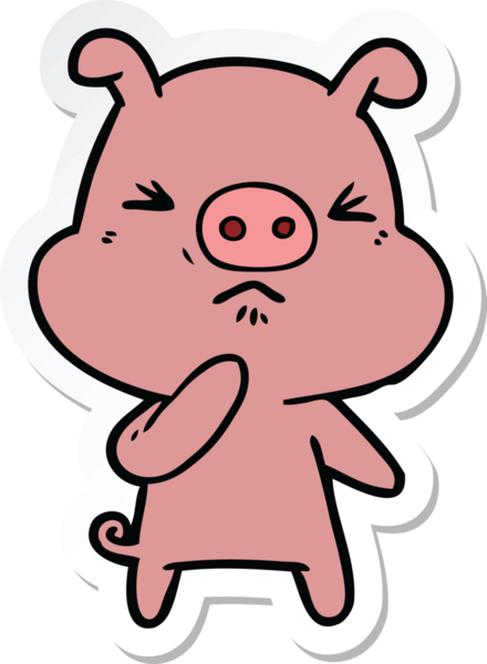 Bir insan tarafından çizilmiş kızgın bir domuzun çıkartması.