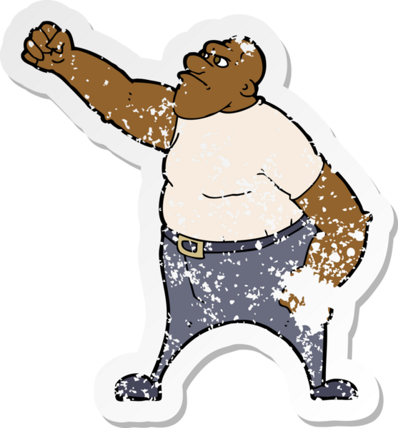 Bir insan tarafından çizilmiş kızgın bir çizgi filmin gerilimli çıkartması.