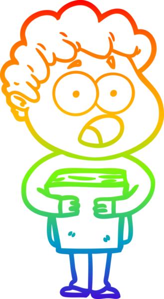 Gökkuşağı gradyan çizgi çizimi Bir insan tarafından çizilmiş şaşırarak nefes nefese bir çizgi film adamı