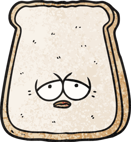 Bir insan tarafından çizilmiş eski bir ekmek dilimi.