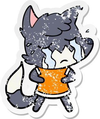 Bir insan tarafından çizilmiş ağlayan tilki çizgi filminin sıkıntılı çıkartması.