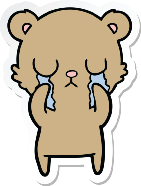 Bir insan tarafından çizilmiş ağlayan çizgi film ayısının çıkartması.