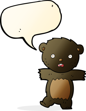 Bir insan tarafından çizilen düşünce baloncuğuyla siyah ayı yavrusu şok edildi.