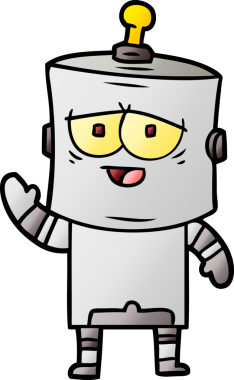 Bir insan tarafından çizilmiş çizgi film robotu