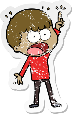 Bir insan tarafından çizilen şok olmuş bir adamın karikatür çıkartması.