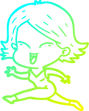 Bir insan tarafından çizilmiş mutlu çizgi film kızı çizimi.