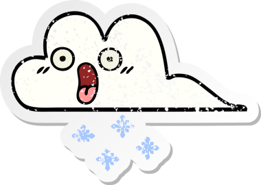 Sevimli bir çizgi filmin sıkıntılı çıkartması bir insan tarafından çizilmiş şok kar bulutu