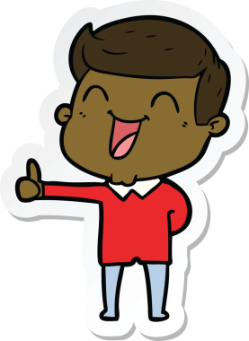 Bir insan tarafından çizilmiş bir karikatür adamın çıkartması.