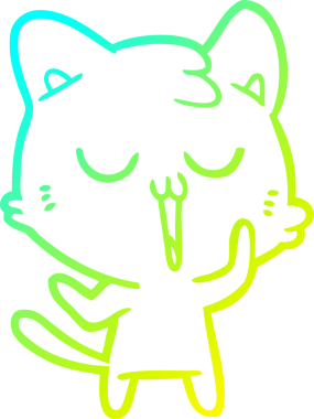 Bir insan tarafından çizilmiş bir çizgi film kedisinin soğuk gradyan çizgisi.