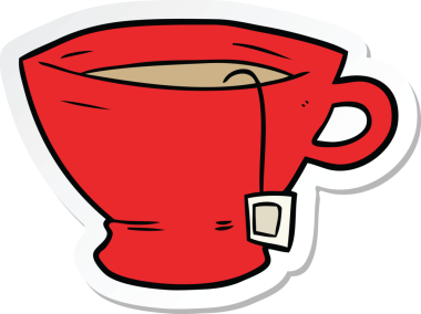 Bir insan tarafından çizilmiş bir fincan çayın çıkartması.