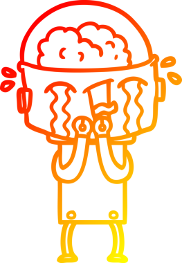 Bir insan tarafından çizilmiş, karikatür ağlayan robot çizimi.