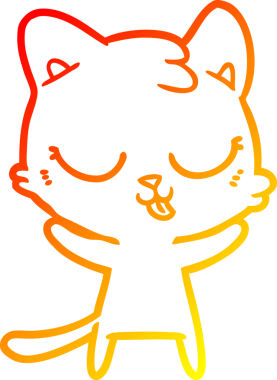 Bir insan tarafından çizilmiş sevimli bir çizgi film kedisinin sıcak çizgi çizgisi.